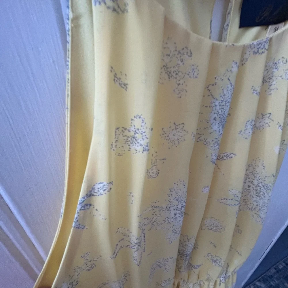 NWOT BLUE RAIN Yellow Sleeveless Dress w/Floral Print and Elastic Waist, Flared - Picture 12 of 14